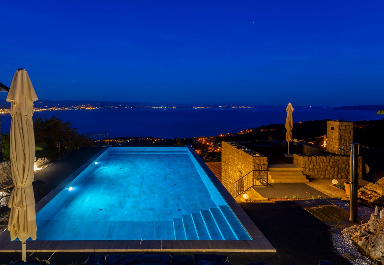 Villa a Poljane - Villa Karla, pool with Kvarner bay view