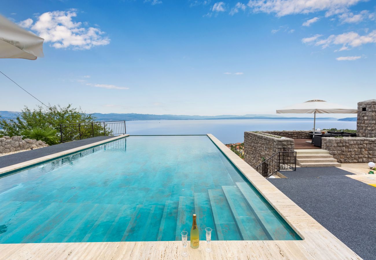 Villa a Poljane - Villa Karla, pool with Kvarner bay view