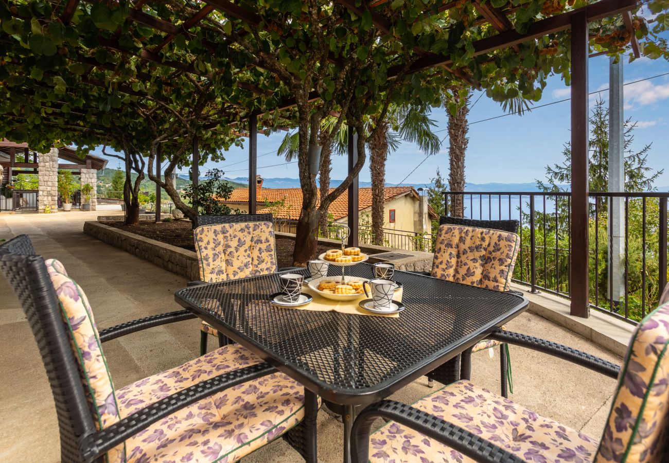 Villa a Poljane - Villa Karla, pool with Kvarner bay view